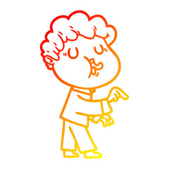 warm gradient line drawing cartoon man singing