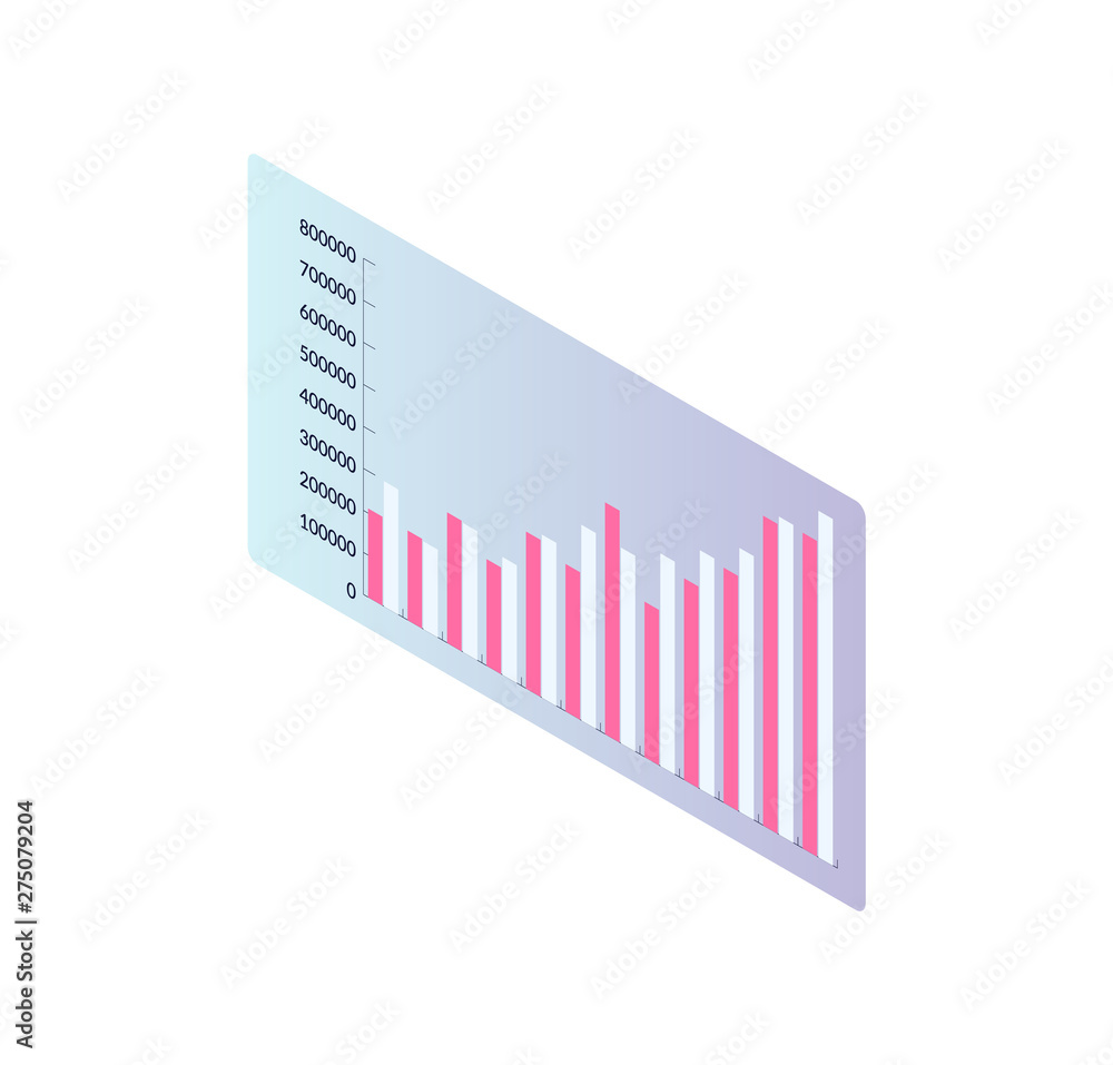 Poster digital marketing infocharts on screen vector. isolated isometric 3d icon of board and visualized in