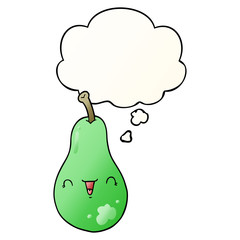 cartoon pear and thought bubble in smooth gradient style
