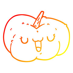 warm gradient line drawing cartoon pumpkin