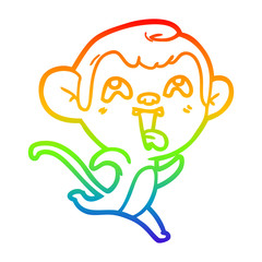 rainbow gradient line drawing crazy cartoon monkey