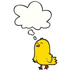 cartoon bird and thought bubble
