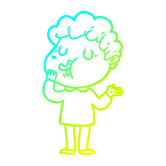 cold gradient line drawing cartoon man singing