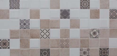 ceramic tile with abstract geometric mosaic pattern for the kitchen
