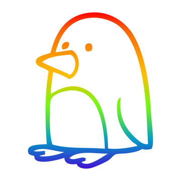 recommend clip art: rainbow gradient line drawing cartoon christmas penguin