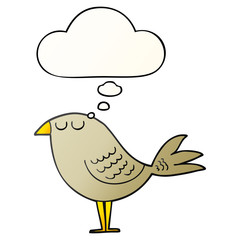 cartoon bird and thought bubble in smooth gradient style