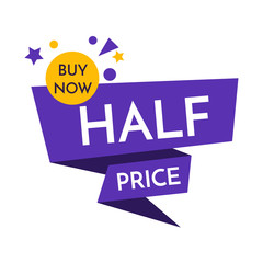half price off sale graphic poster with shopping tag. Big sale banner vector illustration EPS