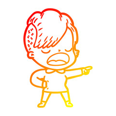 warm gradient line drawing cartoon cool hipster girl talking