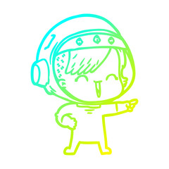 cold gradient line drawing happy cartoon space girl