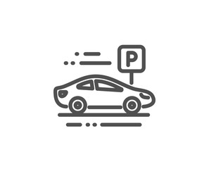 Car parking line icon. Park place sign. Hotel service symbol. Quality design element. Linear style car parking icon. Editable stroke. Vector