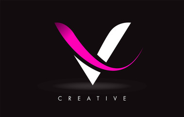 V Letter Design Logo. Letter V Icon Logo with Modern Swoosh - obrazy, fototapety, plakaty