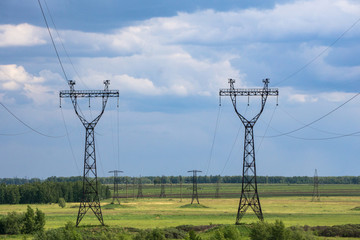 electricity pylons in the field
