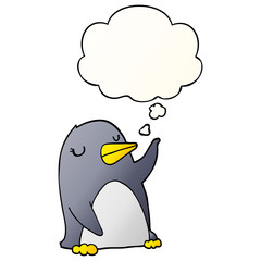 cartoon penguin and thought bubble in smooth gradient style