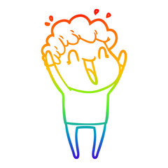 rainbow gradient line drawing cartoon happy man