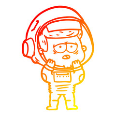 warm gradient line drawing cartoon tired astronaut