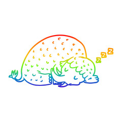 rainbow gradient line drawing cartoon mammoth sleeping