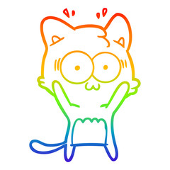 rainbow gradient line drawing cartoon surprised cat