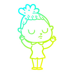 cold gradient line drawing cartoon calm woman
