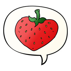 cartoon strawberry and speech bubble in smooth gradient style