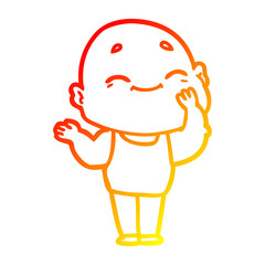 warm gradient line drawing cartoon happy bald man