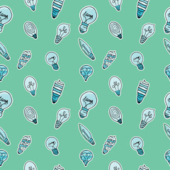 Vector pattern of different types of bulbs, made in the same style