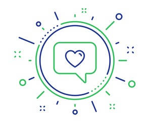 Heart in Speech bubble line icon. Love chat symbol. Valentines day communication sign. Quality design elements. Technology love message button. Editable stroke. Vector