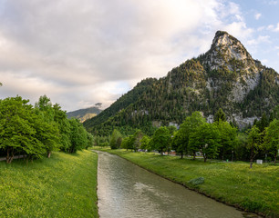 peak of kofel at sunset in Oberammergau, germany