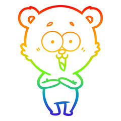 rainbow gradient line drawing laughing teddy  bear cartoon