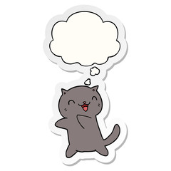cartoon cat and thought bubble as a printed sticker