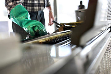 The printing process. The printer applies ink inks.