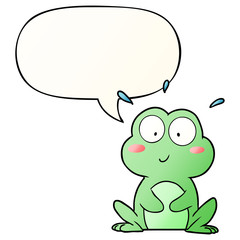 cute cartoon frog and speech bubble in smooth gradient style