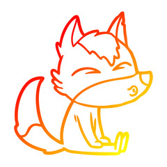 warm gradient line drawing cartoon wolf whistling