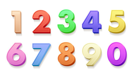 Birthday numbers 3D vector illustrations set