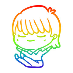 rainbow gradient line drawing cartoon woman