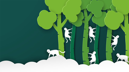 Wildlife animals with manipulation concept. Minimalism deign in paper cut and craft style. Art digitalcraft for world environment day. © Dai Yim