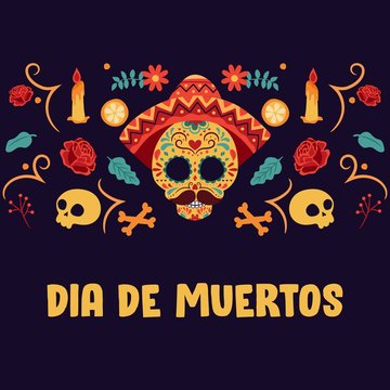 Day of the dead, Dia de Los Muertos, banner with colorful Mexican flowers. Fiesta, holiday poster, party flyer, funny greeting card - Vector Illustration