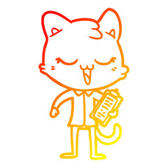 warm gradient line drawing cartoon cat