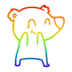 rainbow gradient line drawing friendly bear cartoon