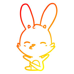 warm gradient line drawing curious bunny cartoon