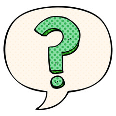 cartoon question mark and speech bubble in comic book style