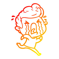 warm gradient line drawing cartoon crying man