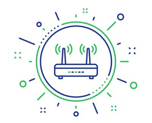 Wifi router line icon. Computer component sign. Internet symbol. Quality design elements. Technology wifi button. Editable stroke. Vector