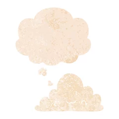 Foto op Canvas cute cartoon cloud and thought bubble in retro textured style © lineartestpilot