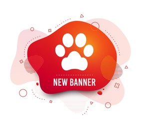 Fluid badge. Dog paw sign icon. Pets symbol. Abstract shape. Gradient dog paw icon. Flyer liquid banner. Vector