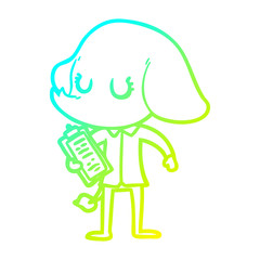 Fototapeta premium cold gradient line drawing cute cartoon elephant