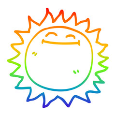 rainbow gradient line drawing cartoon shining sun