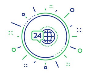 24 hour service line icon. Call support sign. Feedback chat symbol. Quality design elements. Technology 24h service button. Editable stroke. Vector