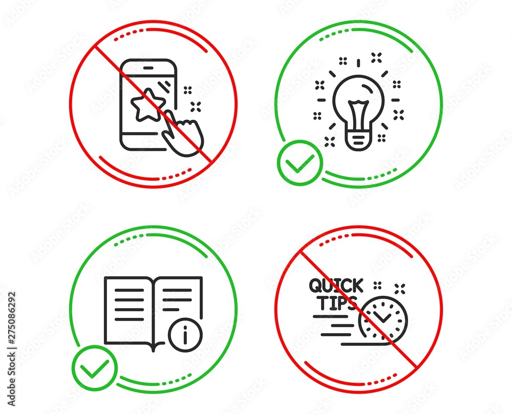 Poster do or stop. star rating, idea and technical info icons simple set. quick tips sign. phone feedback, 