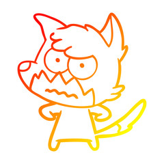 warm gradient line drawing cartoon annoyed fox