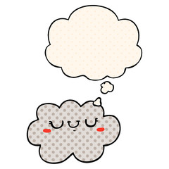 cute cartoon cloud and thought bubble in comic book style